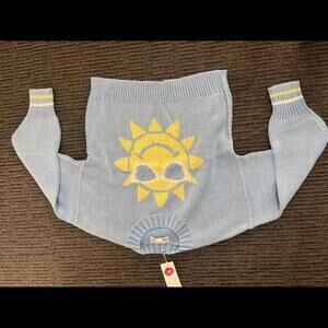 NWT New Wildfox Charlotte Hello Sunshine Blue Knit Sweater Large